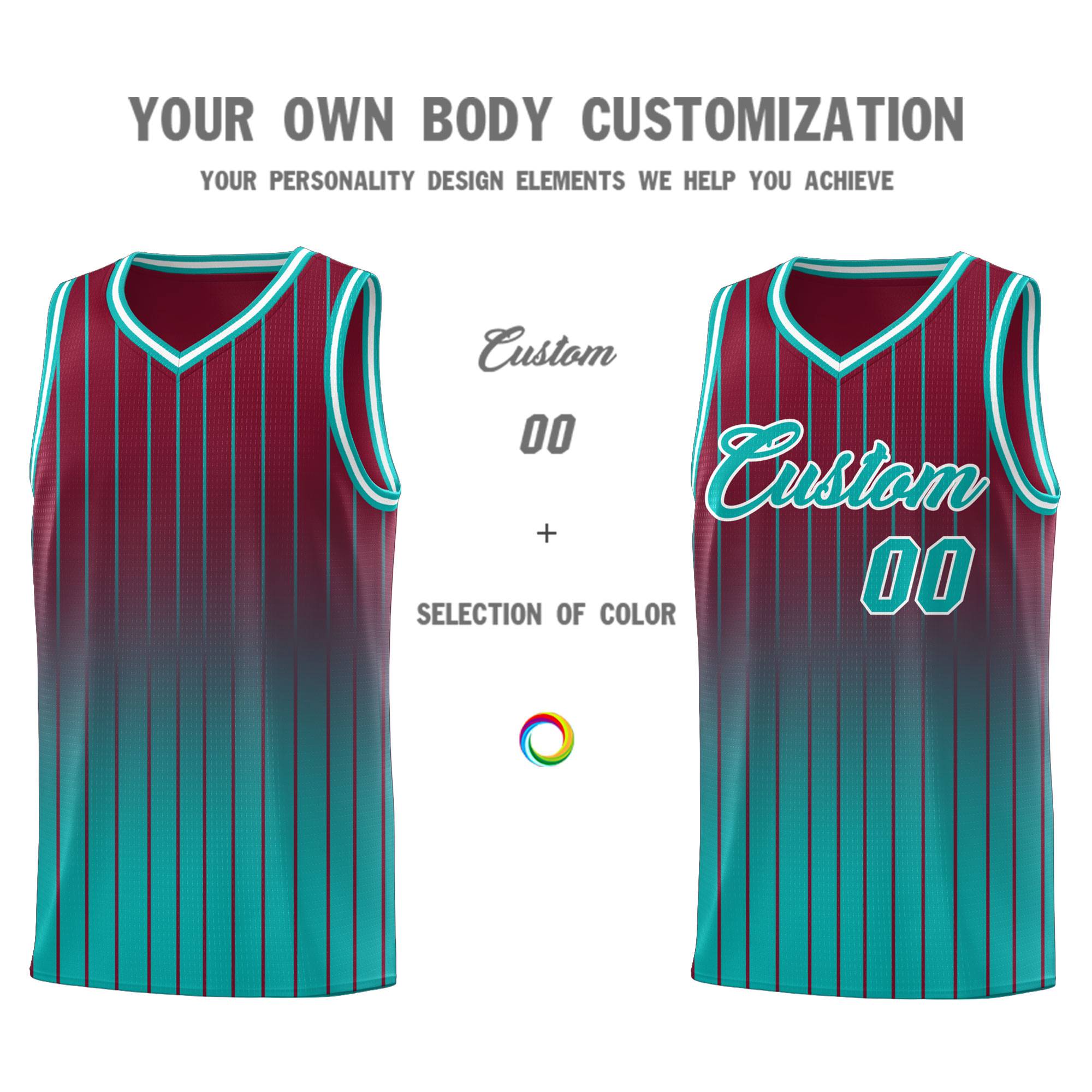 Custom Crimson Bright Green Gradient Fashion Sets Sports Stripe Uniform Basketball Jersey