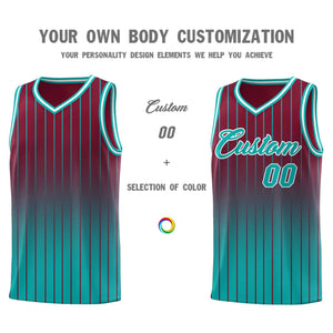 Custom Crimson Bright Green Gradient Fashion Sets Sports Stripe Uniform Basketball Jersey