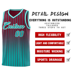 Custom Crimson Bright Green Gradient Fashion Sets Sports Stripe Uniform Basketball Jersey