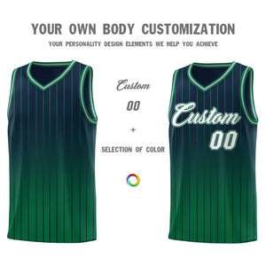 Custom Navy Kelly Green Gradient Fashion Sets Sports Stripe Uniform Basketball Jersey