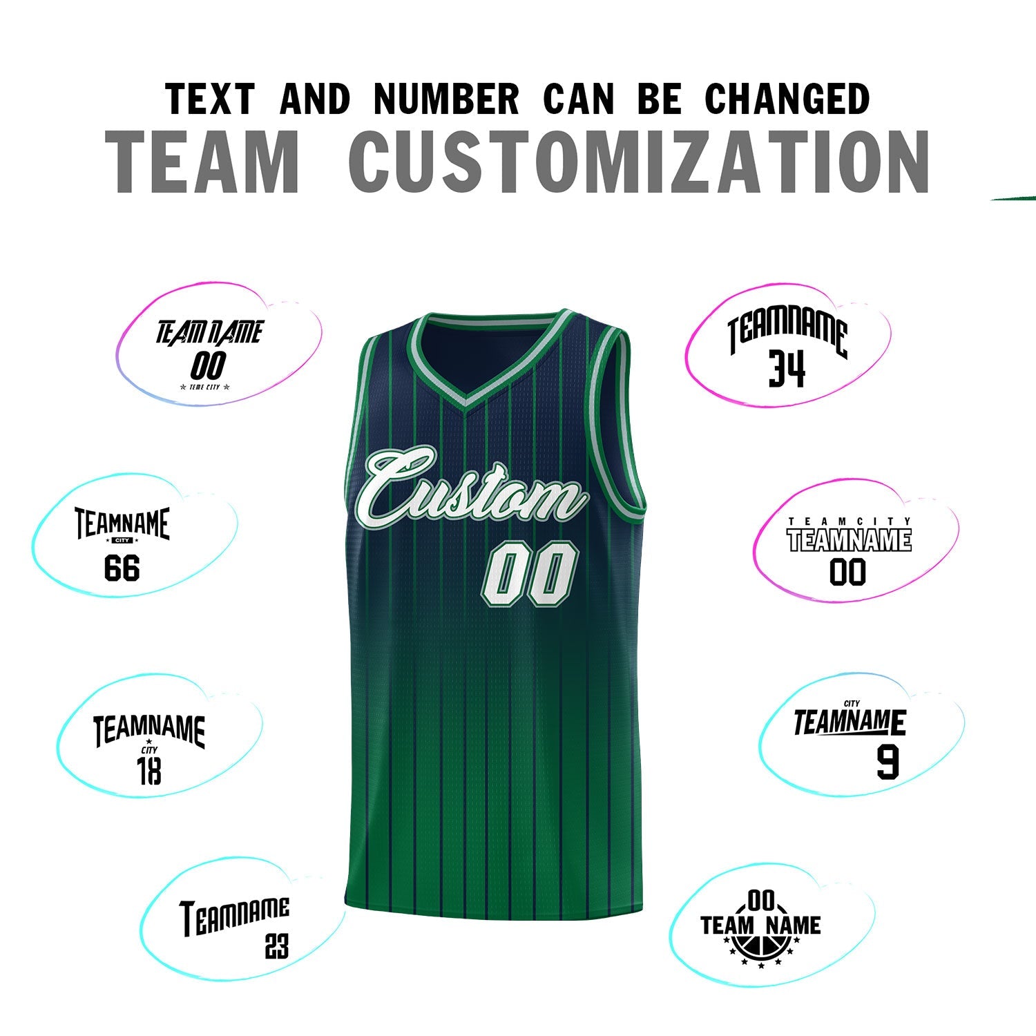 Custom Navy Kelly Green Gradient Fashion Sets Sports Stripe Uniform Basketball Jersey