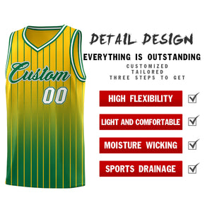 Custom Gold Kelly Green Gradient Fashion Sets Sports Stripe Uniform Basketball Jersey