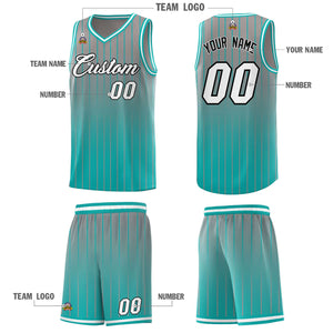 Custom Gray Bright Green Gradient Fashion Sets Sports Stripe Uniform Basketball Jersey