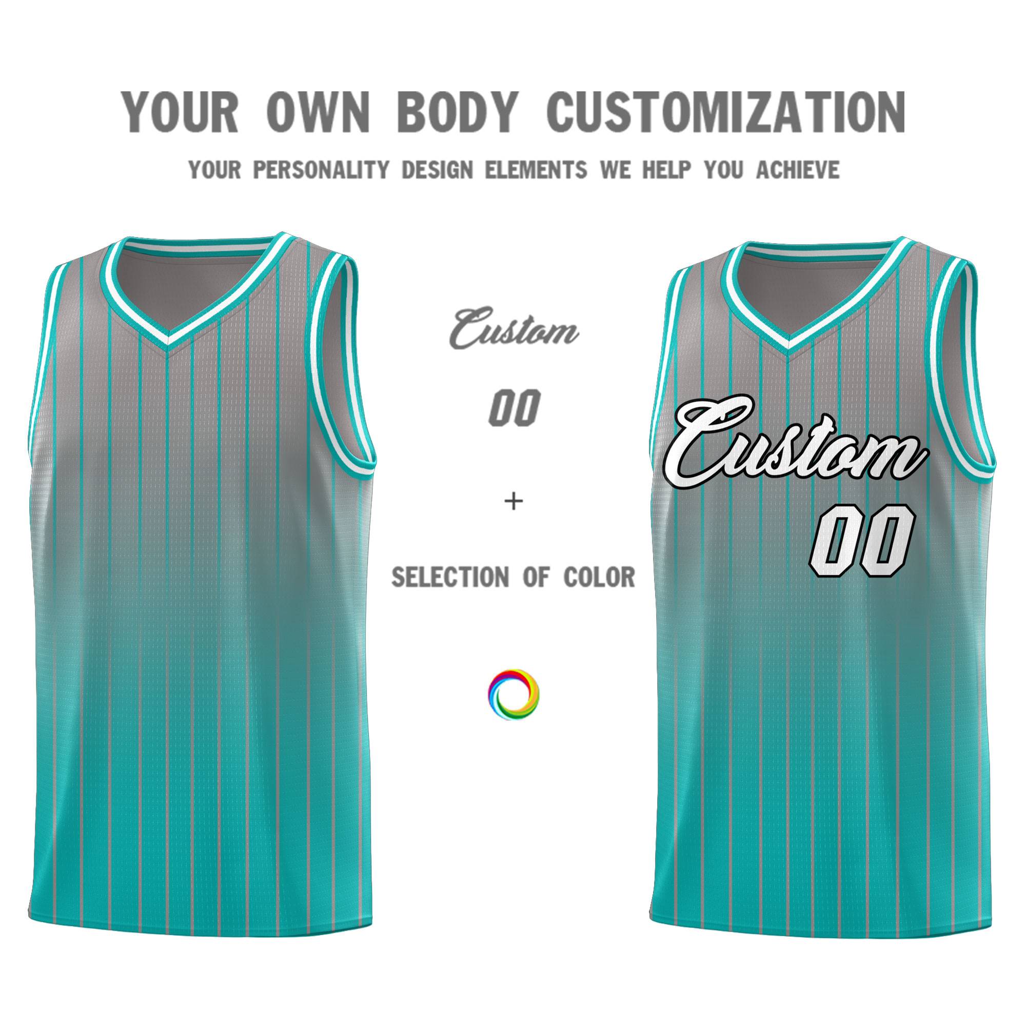 Custom Gray Bright Green Gradient Fashion Sets Sports Stripe Uniform Basketball Jersey