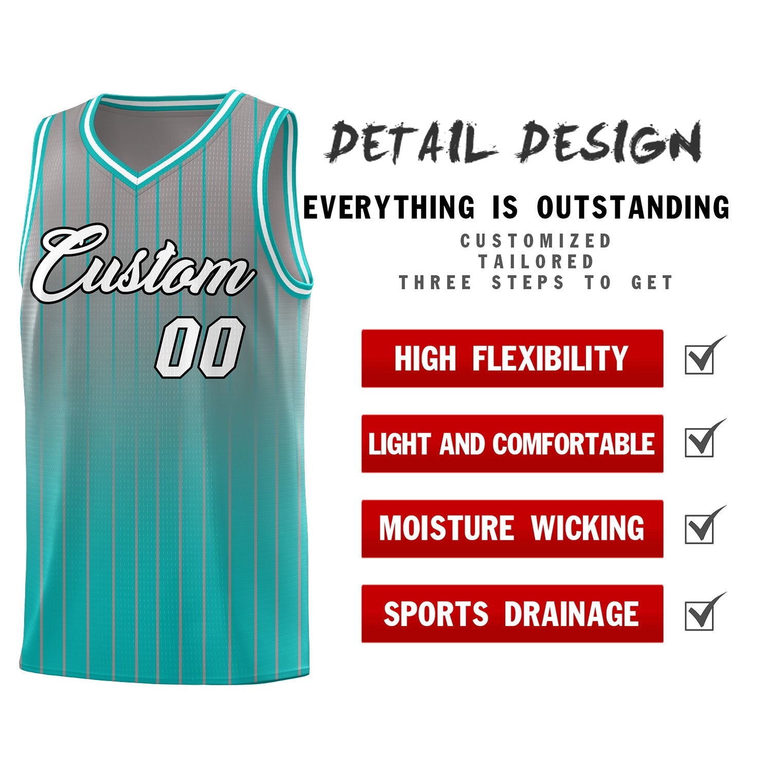 Custom Gray Bright Green Gradient Fashion Sets Sports Stripe Uniform Basketball Jersey