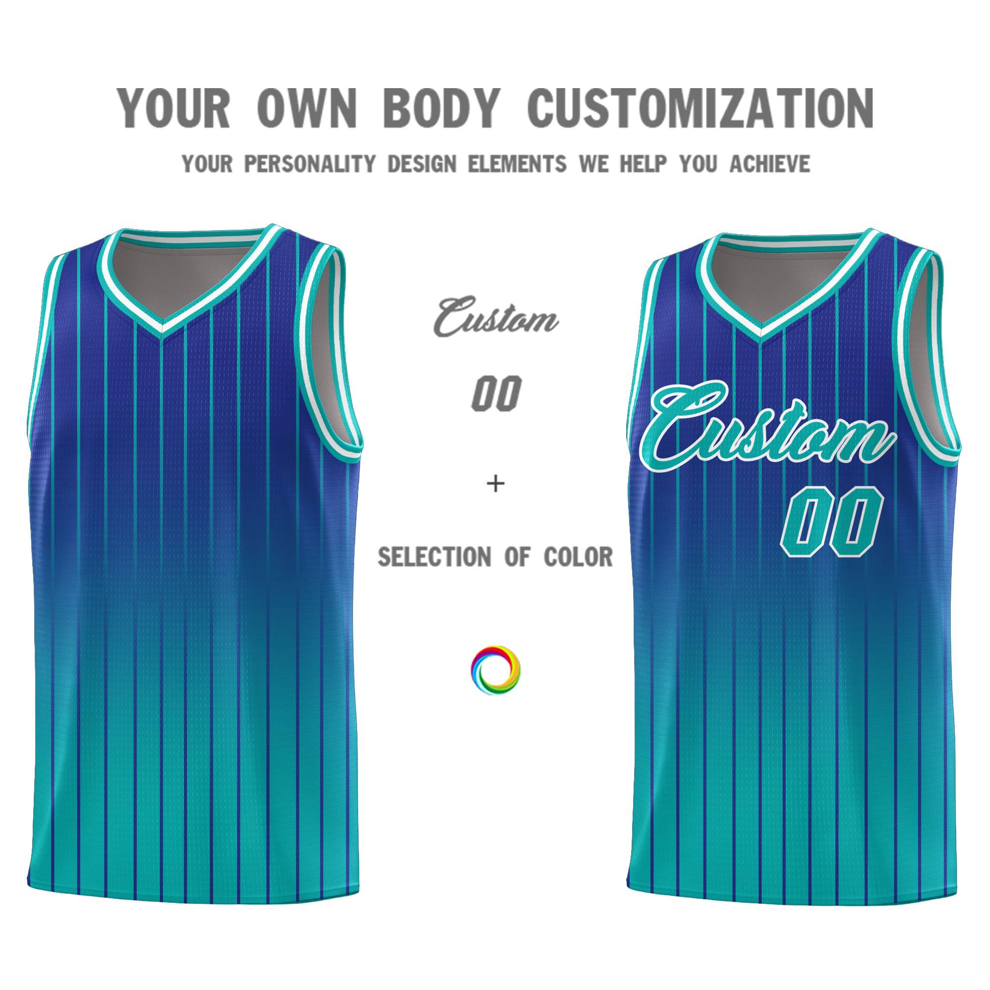 Custom Royal Bright Green Gradient Fashion Sets Sports Stripe Uniform Basketball Jersey