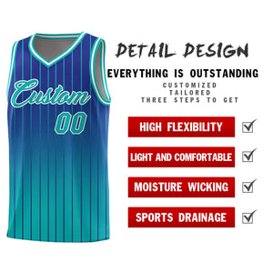 Custom Royal Bright Green Gradient Fashion Sets Sports Stripe Uniform Basketball Jersey