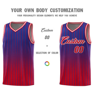 Custom Royal Red Gradient Fashion Sets Sports Stripe Uniform Basketball Jersey