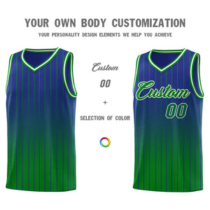 Custom Royal Green Gradient Fashion Sets Sports Stripe Uniform Basketball Jersey