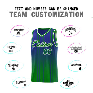 Custom Royal Green Gradient Fashion Sets Sports Stripe Uniform Basketball Jersey