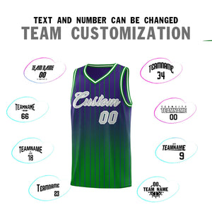 Custom Purple Green Gradient Fashion Sets Sports Stripe Uniform Basketball Jersey