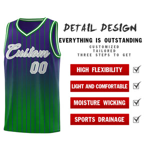 Custom Purple Green Gradient Fashion Sets Sports Stripe Uniform Basketball Jersey