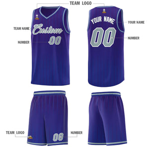 Custom Purple Royal Gradient Fashion Sets Sports Stripe Uniform Basketball Jersey