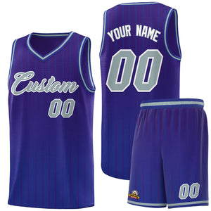 Custom Purple Royal Gradient Fashion Sets Sports Stripe Uniform Basketball Jersey