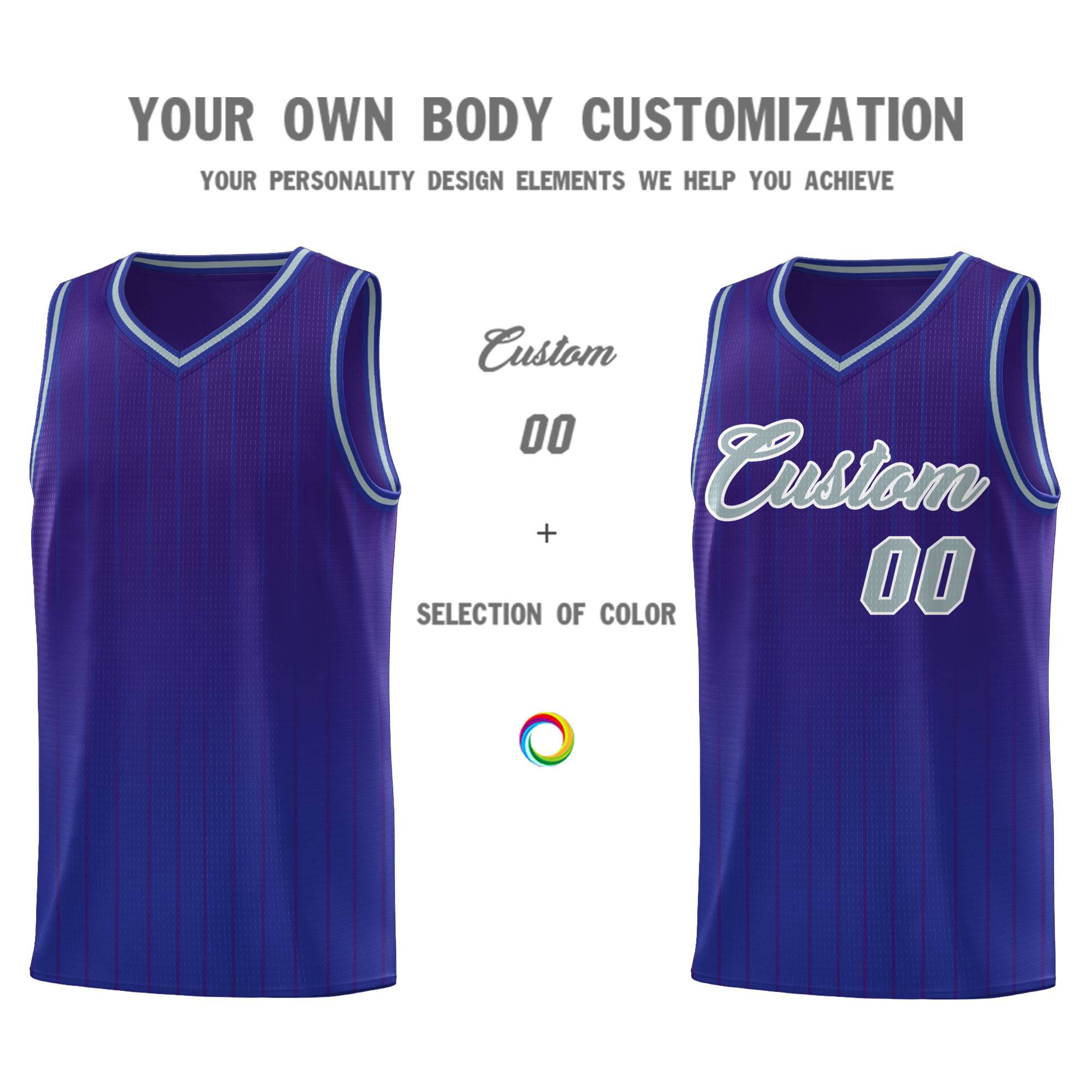 Custom Purple Royal Gradient Fashion Sets Sports Stripe Uniform Basketball Jersey