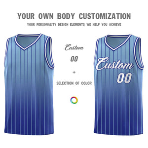 Custom Light Blue Royal Gradient Fashion Sets Sports Stripe Uniform Basketball Jersey