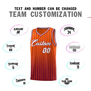 Custom Orange Crimson Gradient Fashion Sets Sports Stripe Uniform Basketball Jersey