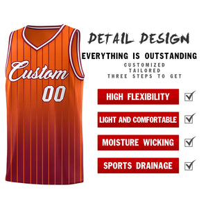 Custom Orange Crimson Gradient Fashion Sets Sports Stripe Uniform Basketball Jersey