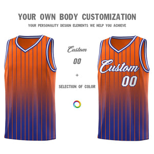 Custom Orange Royal Gradient Fashion Sets Sports Stripe Uniform Basketball Jersey