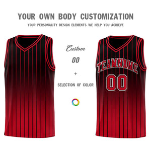 Custom Black Red Gradient Fashion Sets Sports Stripe Uniform Basketball Jersey