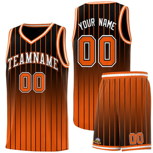 Custom Black Orange Gradient Fashion Sets Sports Stripe Uniform Basketball Jersey