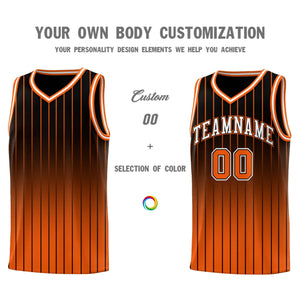 Custom Black Orange Gradient Fashion Sets Sports Stripe Uniform Basketball Jersey