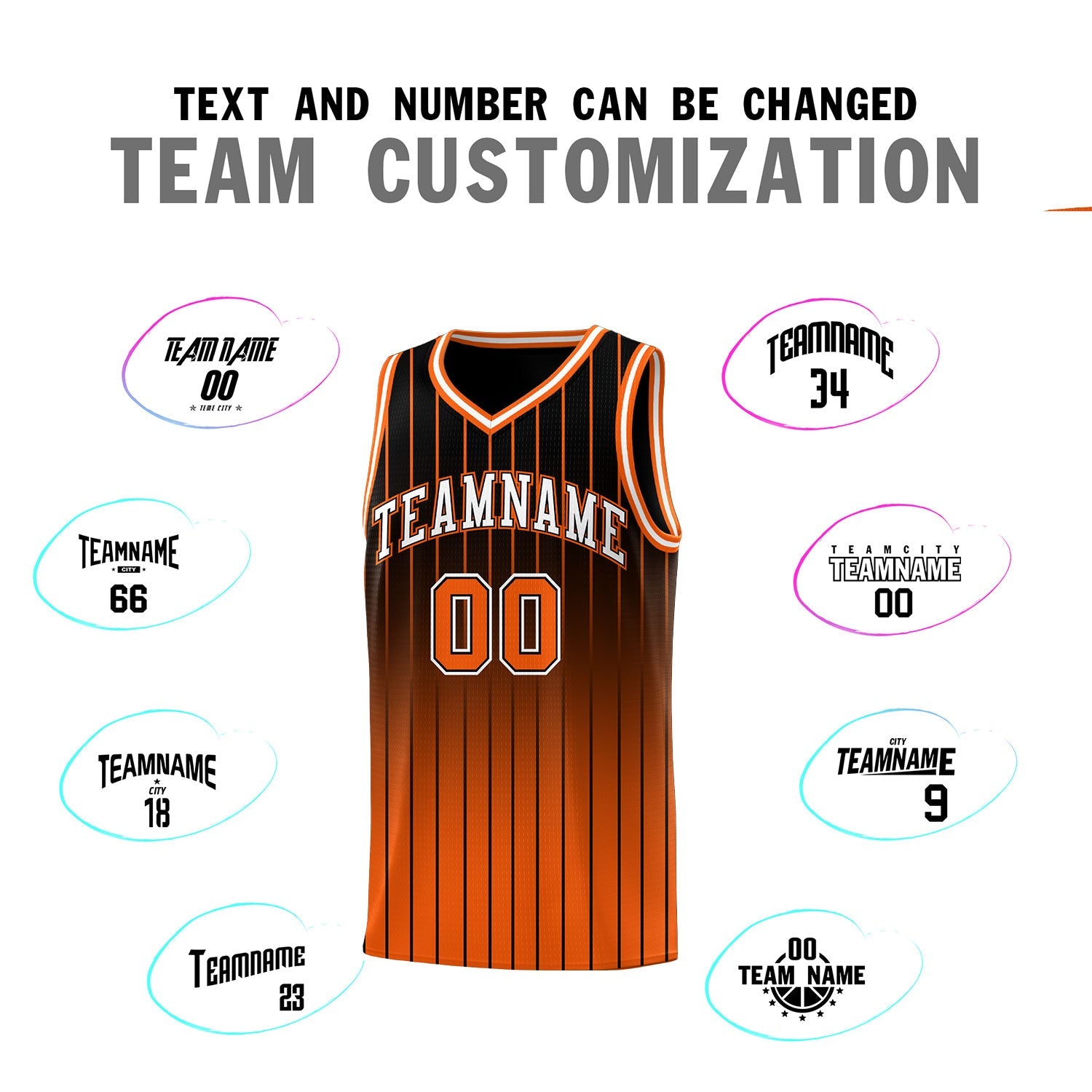 Custom Black Orange Gradient Fashion Sets Sports Stripe Uniform Basketball Jersey