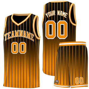 Custom Black Orange Gradient Fashion Sets Sports Stripe Uniform Basketball Jersey