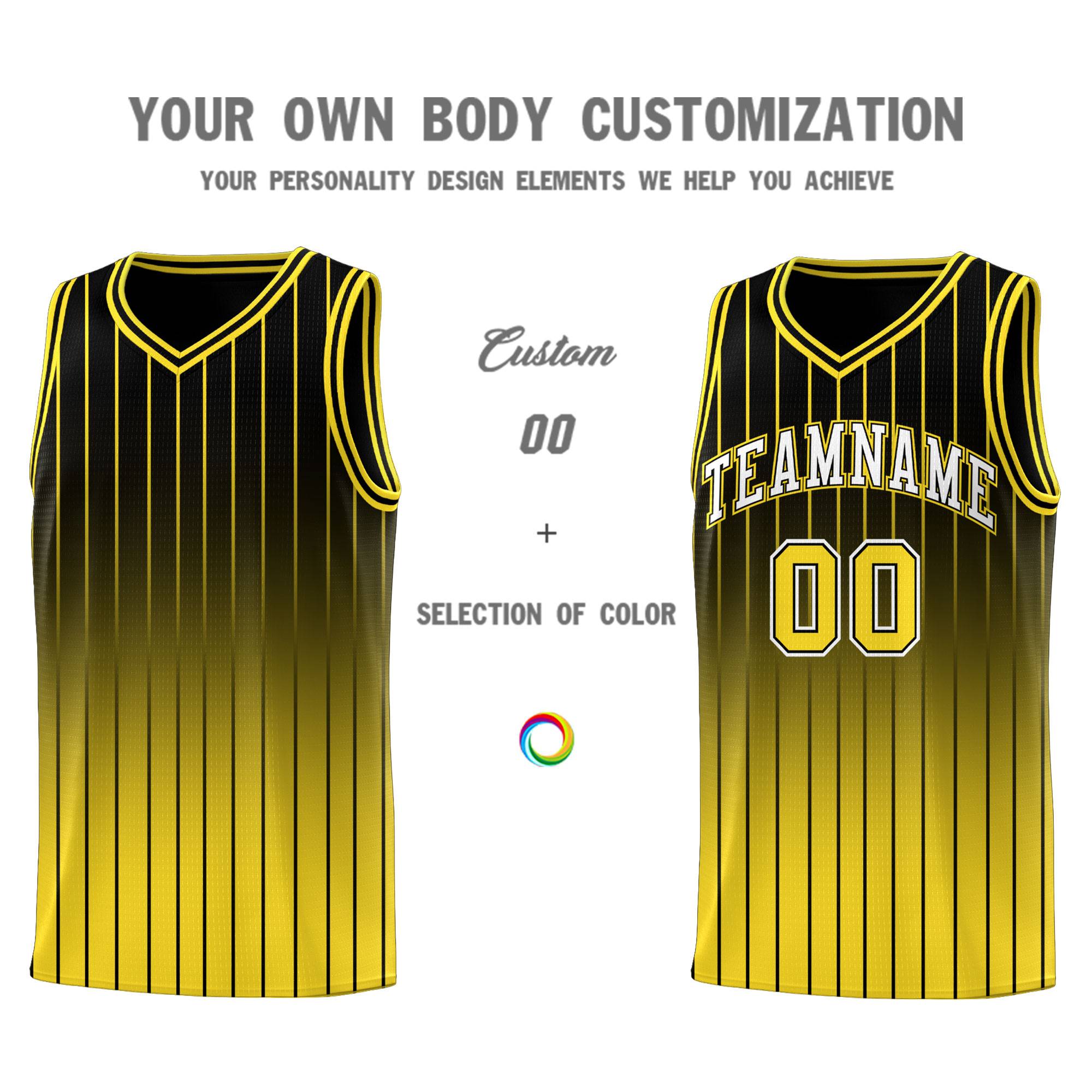 Custom Black Gold Gradient Fashion Sets Sports Stripe Uniform Basketball Jersey