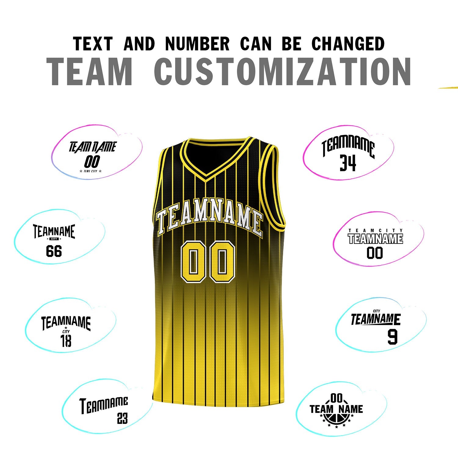 Custom Black Gold Gradient Fashion Sets Sports Stripe Uniform Basketball Jersey