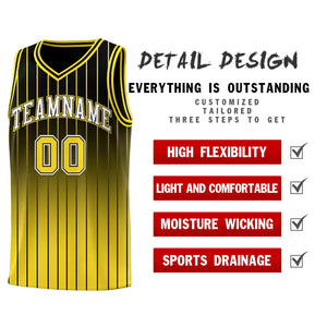 Custom Black Gold Gradient Fashion Sets Sports Stripe Uniform Basketball Jersey