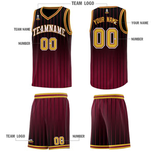 Custom Black Crimson Gradient Fashion Sets Sports Stripe Uniform Basketball Jersey