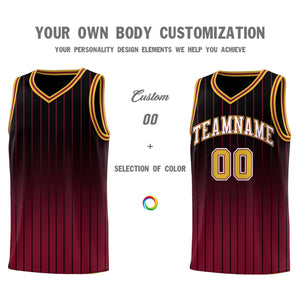 Custom Black Crimson Gradient Fashion Sets Sports Stripe Uniform Basketball Jersey