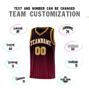 Custom Black Crimson Gradient Fashion Sets Sports Stripe Uniform Basketball Jersey