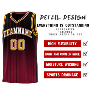 Custom Black Crimson Gradient Fashion Sets Sports Stripe Uniform Basketball Jersey