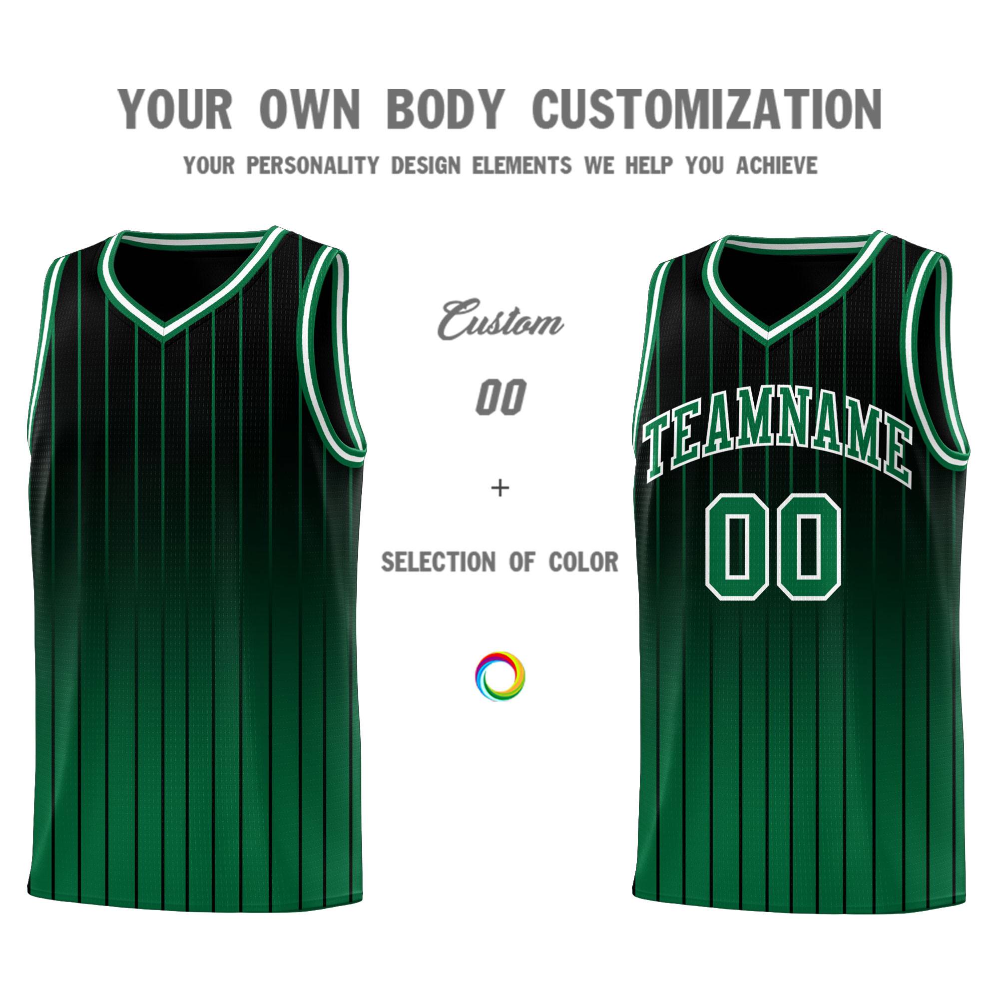 Custom Black Green Gradient Fashion Sets Sports Stripe Uniform Basketball Jersey