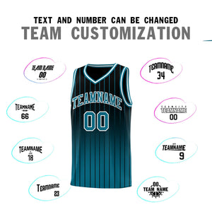 Custom Black Aqua Gradient Fashion Sets Sports Stripe Uniform Basketball Jersey