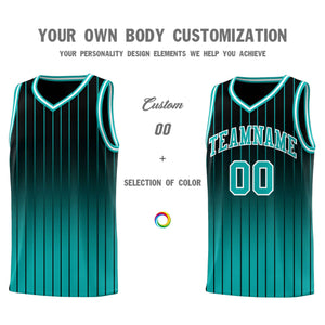 Custom Black Aqua Gradient Fashion Sets Sports Stripe Uniform Basketball Jersey