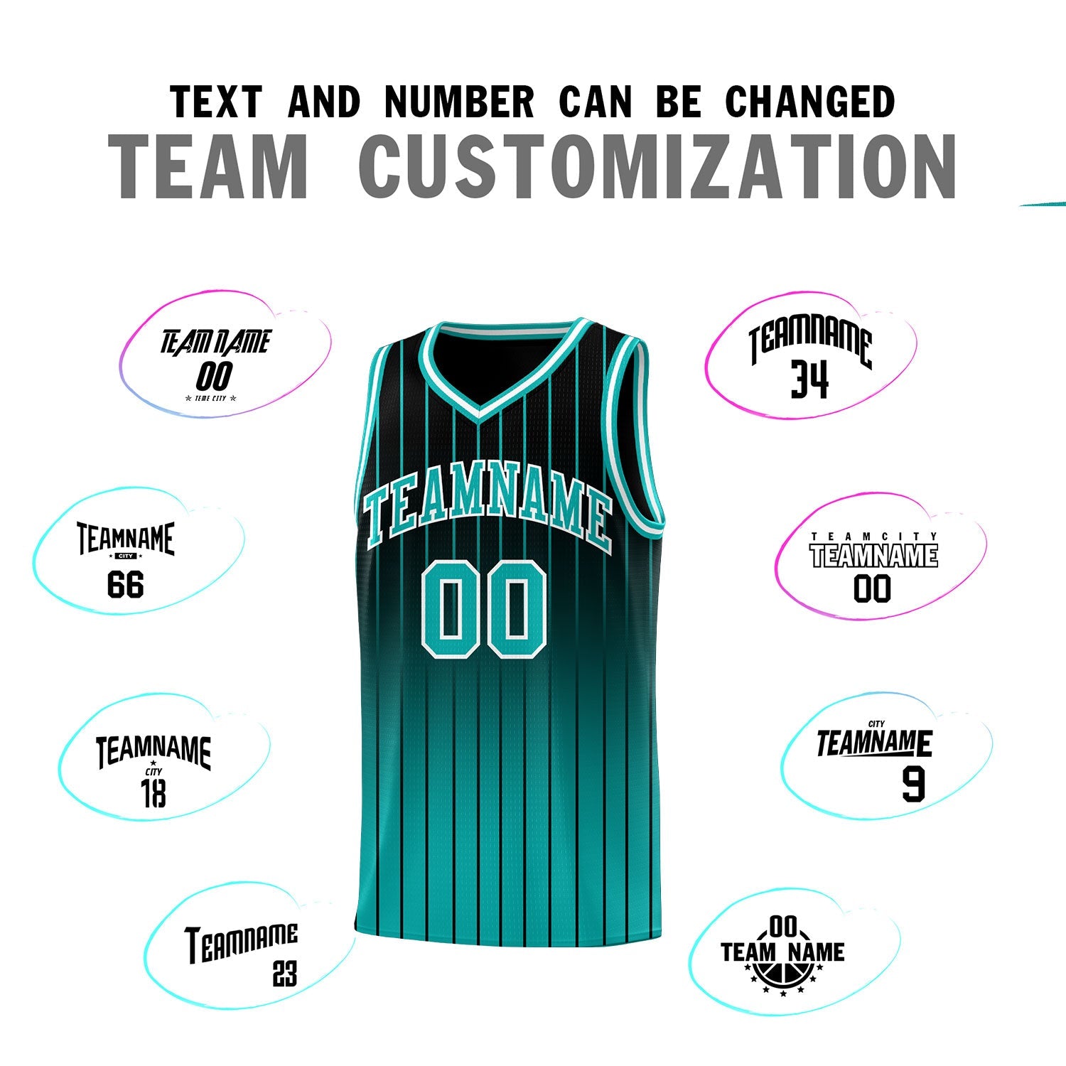 Custom Black Aqua Gradient Fashion Sets Sports Stripe Uniform Basketball Jersey