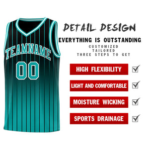 Custom Black Aqua Gradient Fashion Sets Sports Stripe Uniform Basketball Jersey