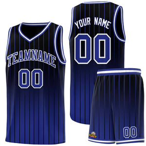 Custom Black Royal Gradient Fashion Sets Sports Stripe Uniform Basketball Jersey