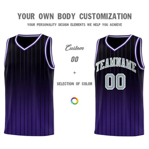 Custom Black Purple Gradient Fashion Sets Sports Stripe Uniform Basketball Jersey