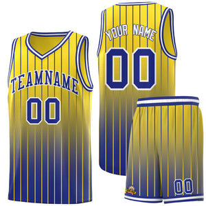 Custom Gold Royal Gradient Fashion Sets Sports Stripe Uniform Basketball Jersey