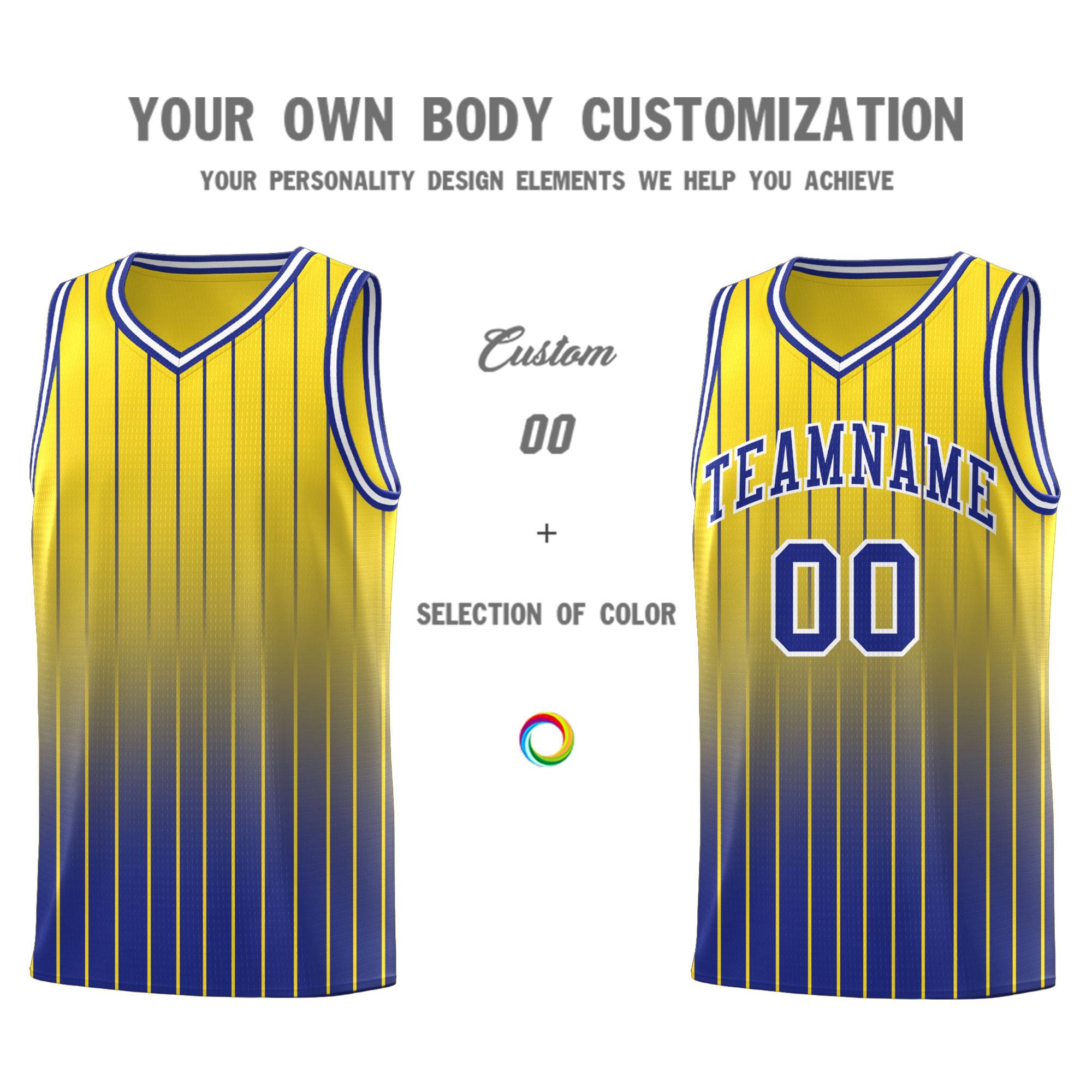 Custom Gold Royal Gradient Fashion Sets Sports Stripe Uniform Basketball Jersey