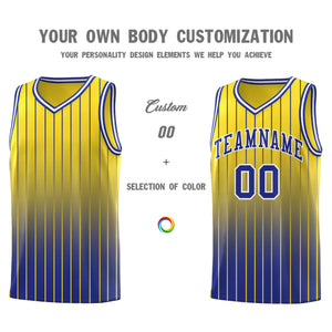 Custom Gold Royal Gradient Fashion Sets Sports Stripe Uniform Basketball Jersey