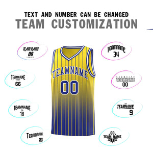 Custom Gold Royal Gradient Fashion Sets Sports Stripe Uniform Basketball Jersey