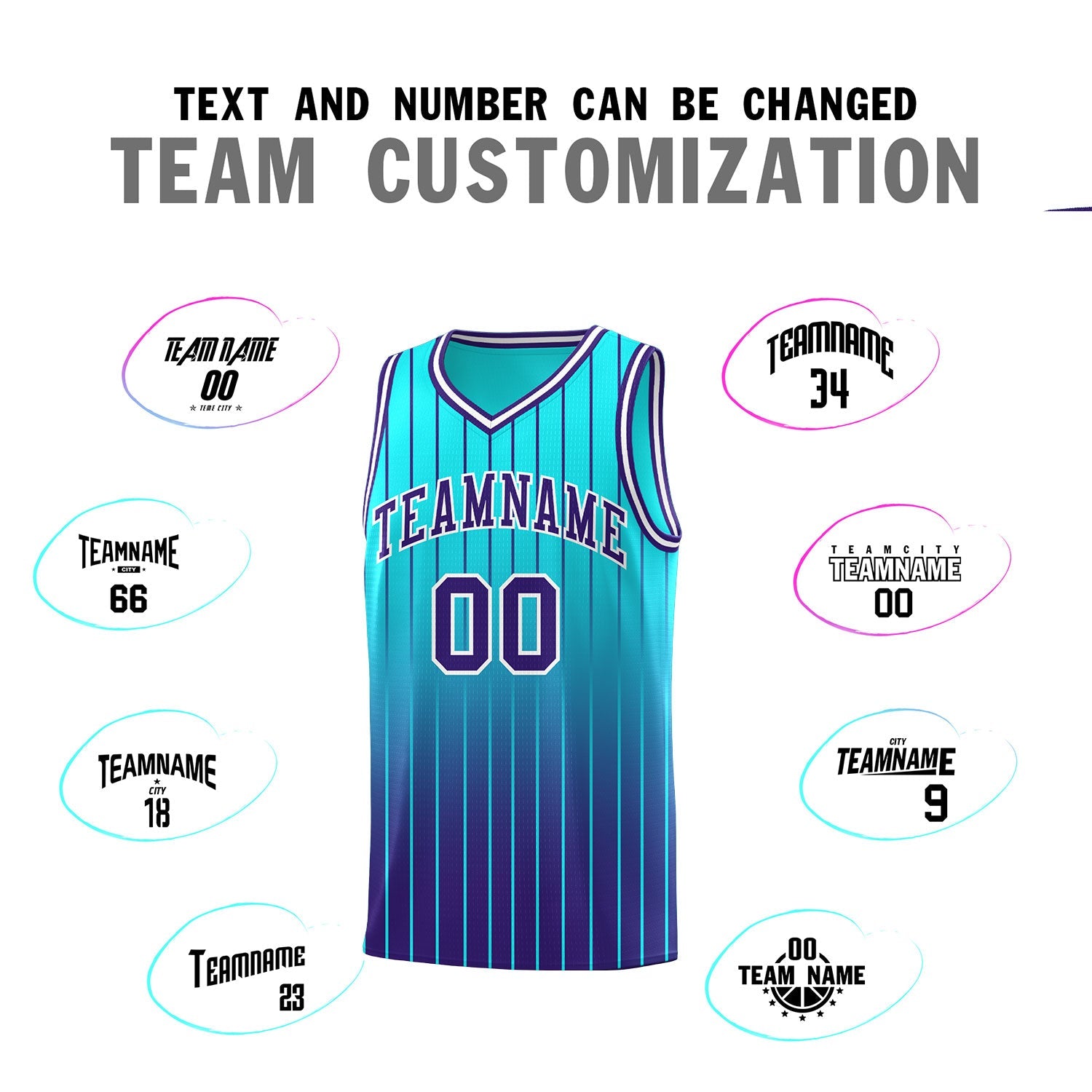 Custom Sky Blue Purple Gradient Fashion Sets Sports Stripe Uniform Basketball Jersey