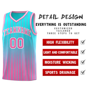 Custom Sky Blue Pink Gradient Fashion Sets Sports Stripe Uniform Basketball Jersey