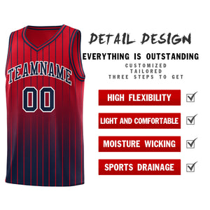 Custom Red Navy Gradient Fashion Sets Sports Stripe Uniform Basketball Jersey