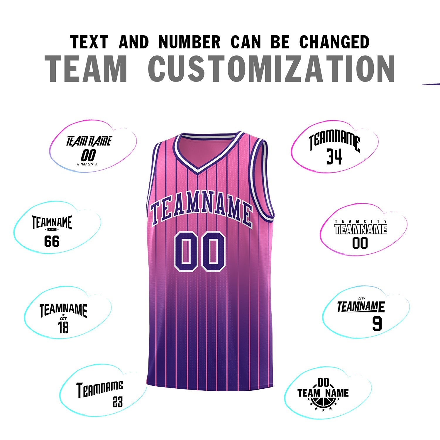 Custom Pink Purple Gradient Fashion Sets Sports Stripe Uniform Basketball Jersey